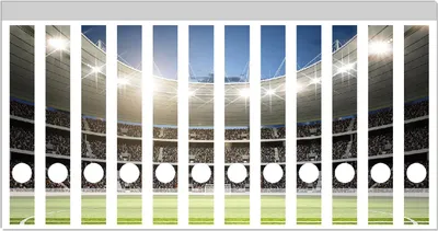 Produktbild von Wallario Ordnerrücken Sticker, selbstklebend für schmale Ordner, 12 Stück, Motiv Fußballstadion Mittellinie