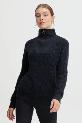 Image de OXMO OXNancy - 21800126ME : Pull en tricot pour femmes, modèle col bateau, maille épaisse