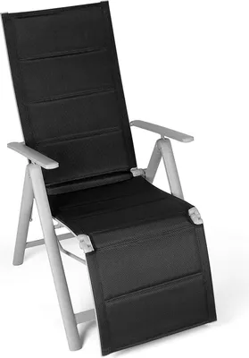 A black recliner chair with a footrest, shown from a slightly elevated angle against a white background.