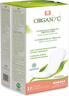Produktbild von ORGANYC POST-MATERNAL Damenbinden aus Baumwolle, SUPER SAUGFÄHIG, 12 Stk.