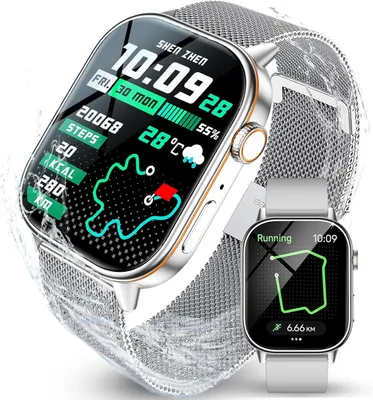 Smartwatch Damen Herren mit Telefonfunktion 2.01 Zoll HD Fitnessuhr mit GPS Tracker Kompass Outdoor IP68 Wasserdicht Sportuhr Schlafmonitor Herzfreque