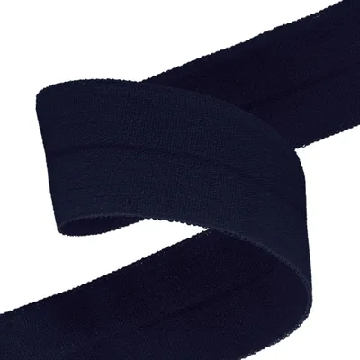 Falzgummi 20mm in Mitternachtsblau hochelastisch – Faltgummi Schrägband Detailansicht.