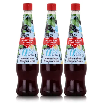 Produktbild von Mautner Getränkesirup Johannisbeer Zitrone 0% Zucker 0,7L - Softdrink (3er Pack)