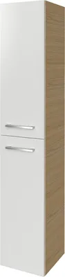 Produktbild von FACKELMANN Hochschrank B.STYLE / Badschrank mit gedämpften Scharnieren / Maße (B x H x T): ca. 30 x 162 x 31,6 cm / hochwertiger Schrank / Türanschlag Rechts / Korpus: Braun hell / Front: Weiß