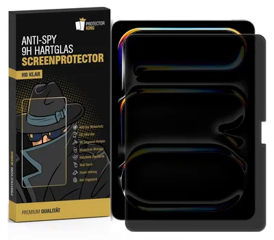 Produktbild von 2x Anti-Spy 9H Panzerglas für iPad Pro 11 2024 Blickschutz Privacy echtes Tempered Glass Displayglas Schutzglas Displayschutz Schutzfolie Screen-Protector