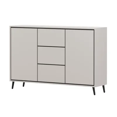 Produktbild von Kommode FRESCO 2D3S, Sideboard Anrichte Schlafzimmer Highboard 100 cm Kaschmir mit zwei Drehtüren und drei Schubladen