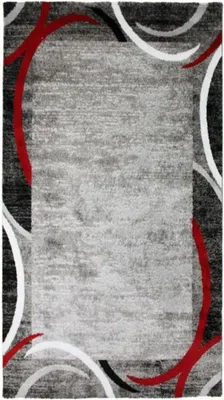 Image de Tapis à encadré motifs abstraits rouge 80x150