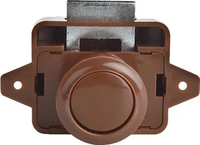 Immagine prodotto di Serratura a pulsante, tipo chiusura a scatola, foro da 20 mm, grande marrone