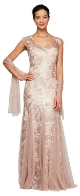 Produktbild von Alex Evenings Damen Long Fit Flare Dress Godet Detail (Petite and Regular) Kleid