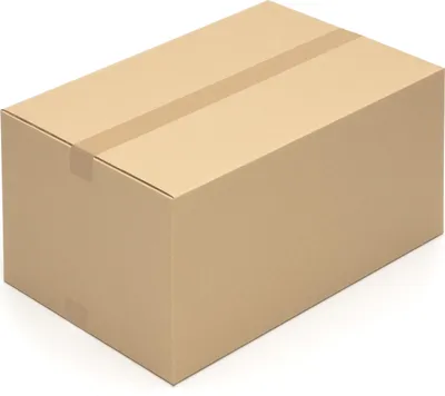 A single cardboard box on a white background.