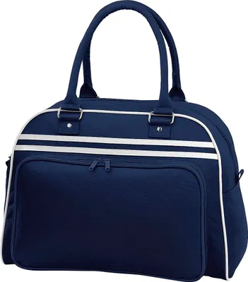 Produktbild von Bagbase Retro Bowling Tasche (23 Liter) (2 Stück/Packung) BC4430 (Einheitsgröße) (Dunkelblau/Weiß)
