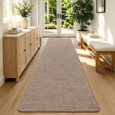 Läufer 80x300 cm, beige, rechteckig, Polyester, rutschfest