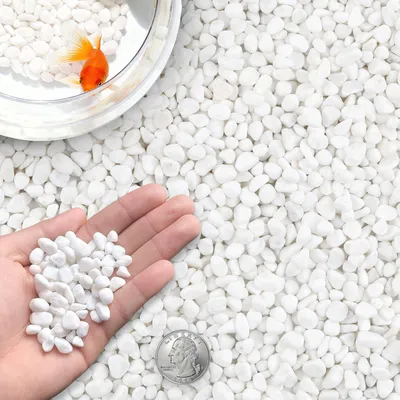 Obrázek produktu pro Omgoods - Dekorativní bílé kamínky o velikosti 12-15 mm, vhodné pro zahradu a akvárium