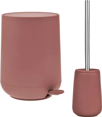 Produktbild von Zone Bad Accessoires Set "NOVA" Pedaleimer Toilettenbürste matt peach red