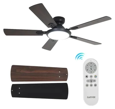 Produktbild von Deckenventilator - 132 cm Deckenventilator mit Licht und Fernbedienung - 5 Flügel - Bajonettfassung - Weitbereichsspannung AC - Schwarz
