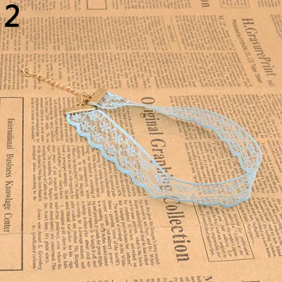 Produktbild von Punk Spitze Hohl Frauen Halsband Halskette Gothic Schmuck Braut Boho Charme-Blau