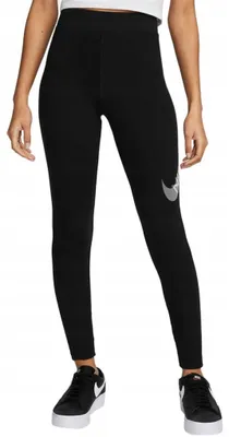 Produktbild von Nike Hose DR5617010 Schwarz hoher Bund elastisch großes Logo Größe S Gesamtlänge 90 cm