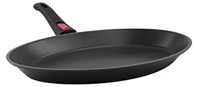 Productafbeelding van Professionele Vispan - Ovale Koekenpan - Vis Bereiden - Afneembare Steel - 39 x 27 cm - Zwart