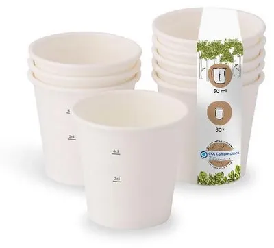 Papierbecher 50 ml, kompostierbar, weiß, 50 Stück