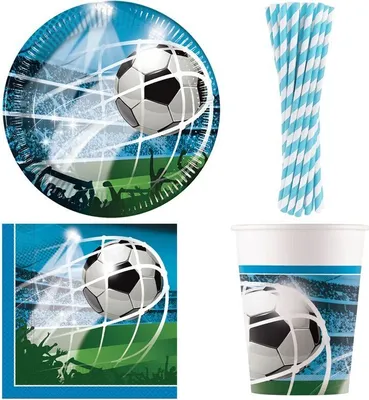 Produktbild von Partyset 48 tlg. Fußball Fans Einweggeschirr Fußball Weltmeisterschaft Party Deko Geburtstag