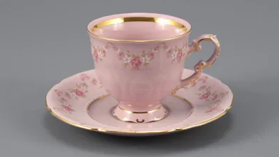 Produktbild von Sonata, Kaffeetasse mit Untertasse, 0,15 l, rosa Porzellan, Blumen, Leander