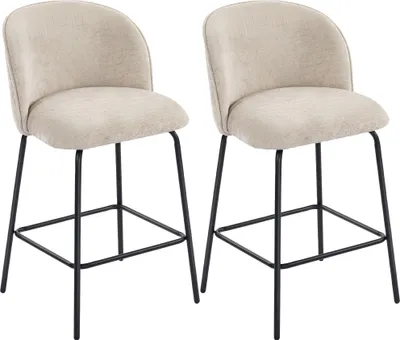 Produktbild von HOMCOM Barhocker 2er Set Barstuhl mit Fußstütze, Lehne, Sitzhöhe 68 cm, Beige