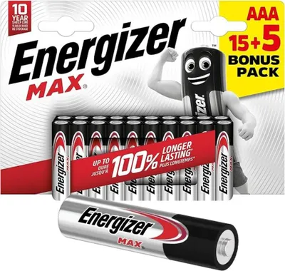 Obrázok produktu pre Energizer E301534800, Batéria na jedno použitie, AAA, 1,5 V, 20 kusov, 10 rok / roky