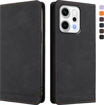 Immagine prodotto di Custodia per Oppo Reno14 /Reno14 F 5G, retro custodia flip in Finto cuoio con supporto e slot per schede Nero
