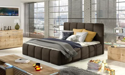 Produktbild von Polsterbett Bett VERONA Komplettset Polyesterstoff Braun 160x200cm