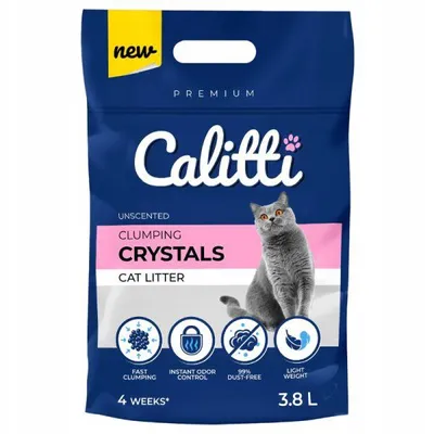 Produktbild von Calitti Clumping Crystals Silikat Katzenstreu 3,8L klumpend staubarm geruchsbindend