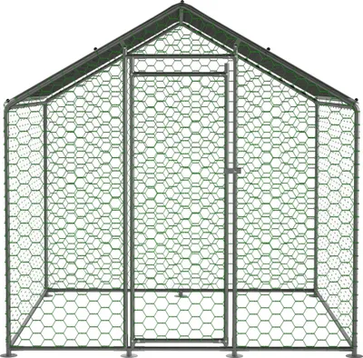 Image de Enclos extérieur pour poulailler 2 x 2 x 2 m avec serrure de sécurité et bâche PE imperméable, enclos extérieur métallique pour poules et autres petits animaux