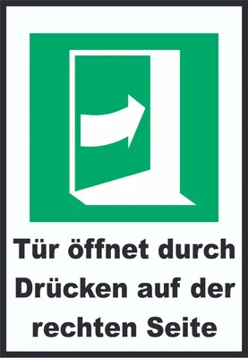 Produktbild von Tür öffnet durch Drücken auf der rechten Seite A2 Rückseite selbstklebend Schild