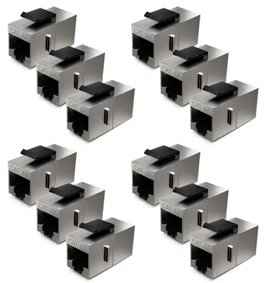 Produktbild von deleyCON CAT6a Keystone Modul Patchkabel Kupplung RJ45, 12 Stück