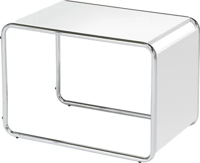 Produktbild von Kleiner Designer Beistelltisch im Bauhausstil, Couchtisch wendbar Silber Weiß