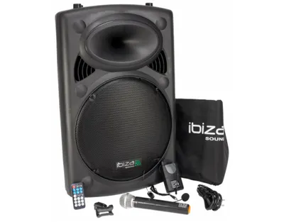 Zdjęcie produktu dla Ibiza Sound PORT15VHF-N, 450 W, 99 dB, 35 - 20000 Hz, Czarny, Przewodowy i Bezprzewodowy, MMC, SD