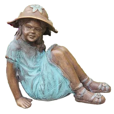 Immagine prodotto di Bella ragazza con cappello per la decorazione del giardino, in bronzo Nuovo Resistente alle intemperie, figura in bronzo per il design del giardino BOAN-1970