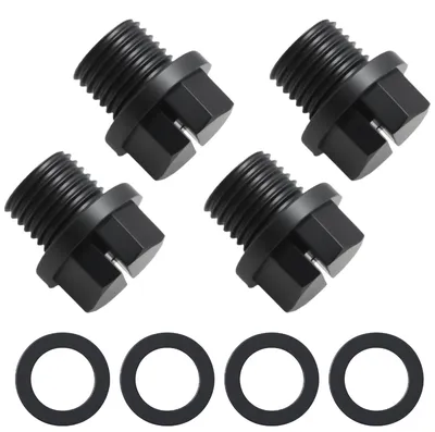 Imagen del producto de Juego de 4 tapones negros para piscina con juntas de sellado
