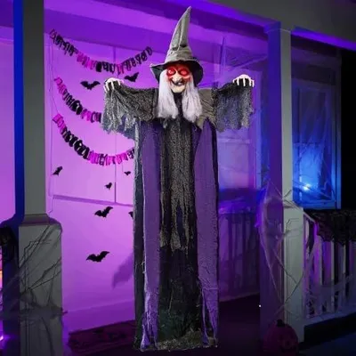 Zdjęcie produktu dla Wisząca czarownica halloween 213 cm animowana dźwięk dekoracja