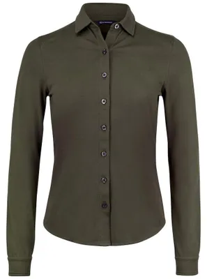 Imagen del producto de Cutter & Buck - Camisa "Advantage" para mujer, corte ajustado, manga larga, modelo ET152 (Talla S) (Color verde hiedra)