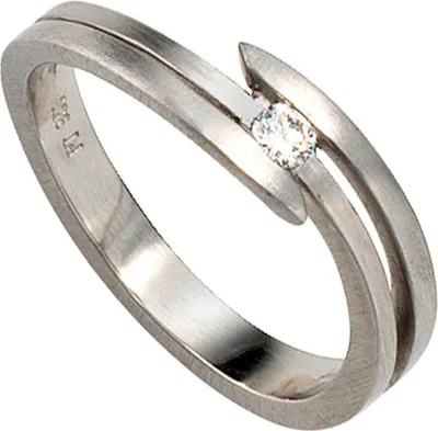 Produktbild von JOBO Damen Ring 950 Platin mattiert 1 Diamant Brillant 0,09ct. Größe 54