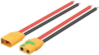 Produktbild von XT90-Steckverbinder Female-Male 10AWG, Anti-Funken, Goldmessing, für Scooter-/Modellbau-Akkus, Rot Gelb RC