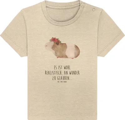 Produktbild von Mr. & Mrs. Panda Organic Baby Shirt Meerschweinchen Weisheit 0. - 6. Monat - Natural Raw - Geschenk, Lustige Sprüche, Kinder T-Shirt, Motivation, Wunder, Blumenkind, Top