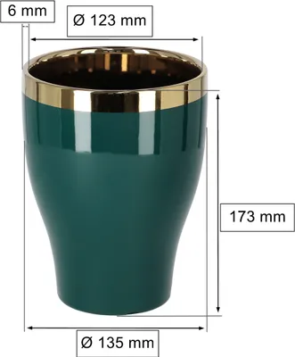 Image de KOTARBAU® Pot de fleurs céramique Cache-pot 123 mm Vert-Or Haut