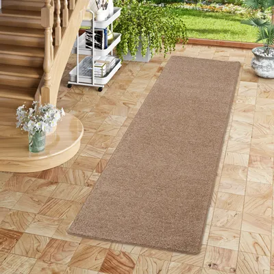 Produktbild von Hochflor Velours Läufer Teppich Mona Natur, Größe:80x400 cm