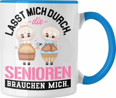 Produktbild von Trendation - Altenpflegerin Tasse Geschenk Spruch Frauen Lasst Mich Durch Die Senioren Brauchen Mich (Blau)