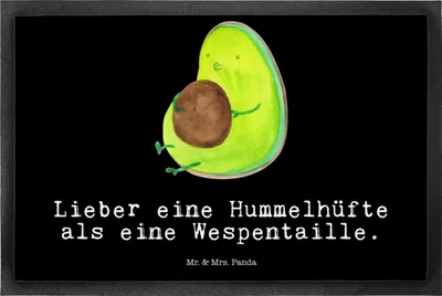 Produktbild von Mr. & Mrs. Panda fußmatte Avocado Pfeifen 50 x 75 cm - Schwarz - Geschenk, Gummimatte, Sauberlaufmatte, Schmutzfangmatte, Abnehmen, Foodbaby, Diät, Schwanger