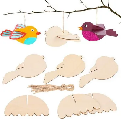 Immagine prodotto di Set di 12 uccellini e uova di Pasqua in legno per decorazioni primaverili