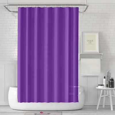 Produktbild von Duschvorhang 180 x 180 cm, schimmelresistent, wasserdicht und abwaschbar, aus PEVA, inklusive 12 Duschvorhangringen, lila