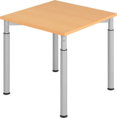 Produktbild von bümö Schreibtisch Serie-Y - Gestell: Silber, Nachbildung: Buche, Größe:  80 x 80 cm