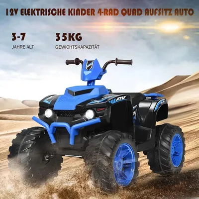 Zdjęcie produktu dla Elektryczny quad dla dzieci 12 V z reflektorem Mini elektryczny quad z muzyką i klaksonem 4 koła Quad dla dzieci 2,8-5 km/h dla dzieci od 3 lat Niebieski